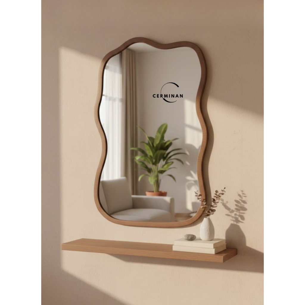 Kaca Cermin Aesthetic Tempel Dinding Meja Rias Wastafel Kamar mandi