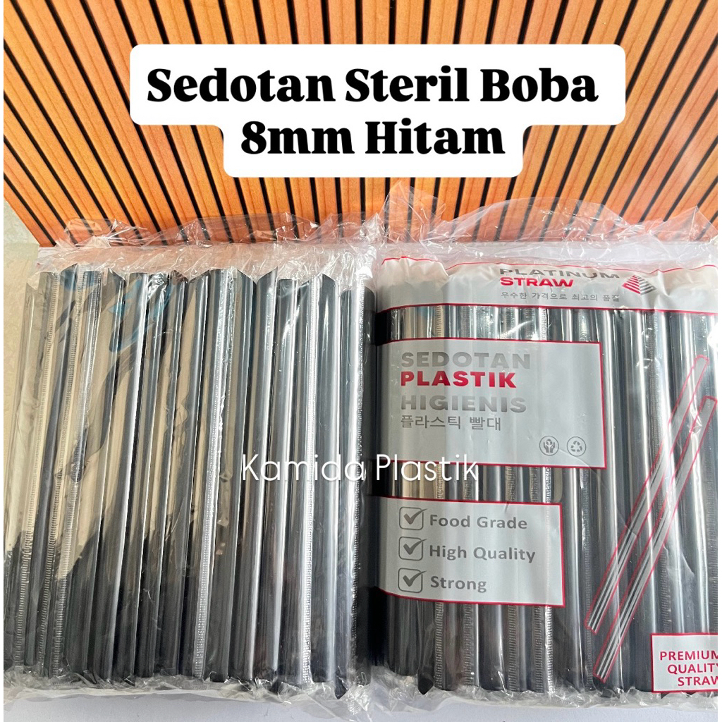 Sedotan Boba Steril Hitam 8mm / Sedotan Boba/ Sedotan Steril