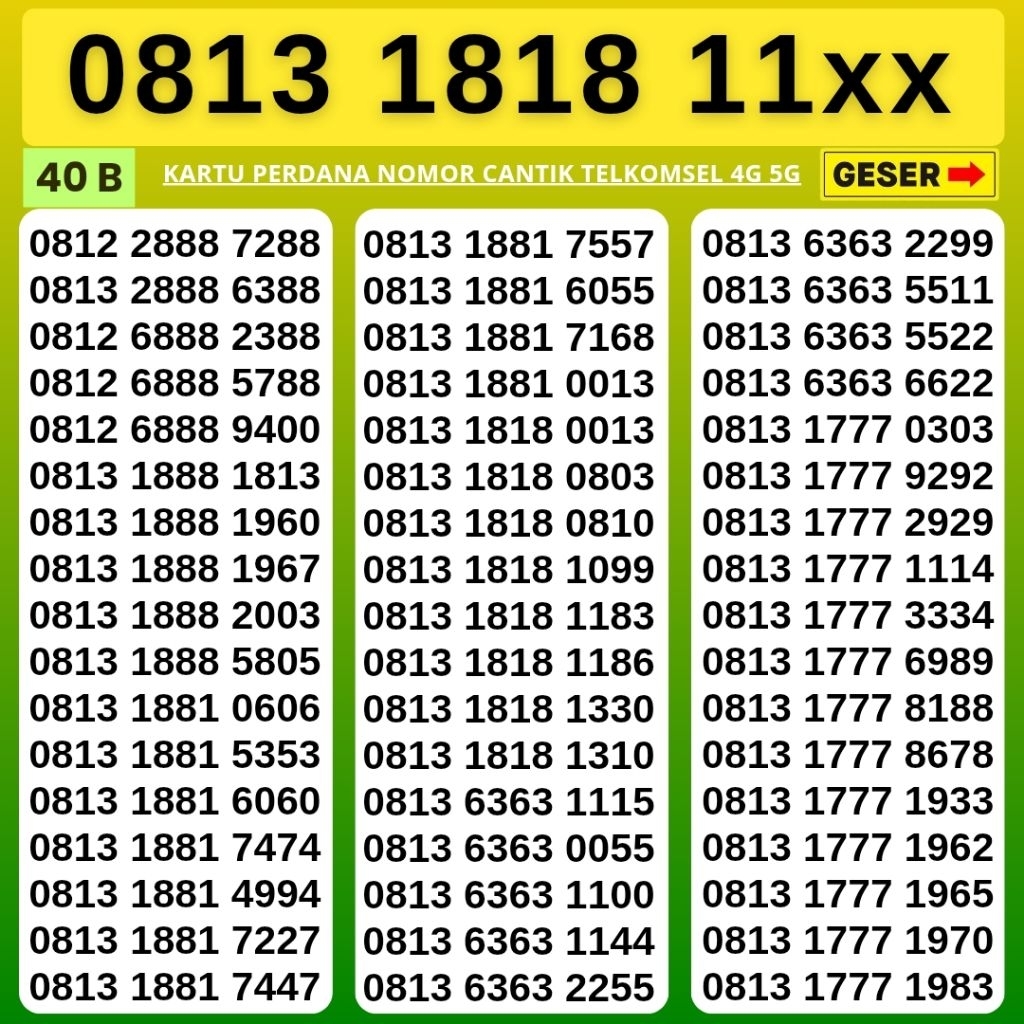 Kartu Perdana Nomor Cantik Telkomsel Panca Super 181818 Kartu Perdana Telkomsel Tsel Red Telkomsel 5