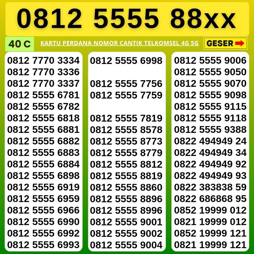 Nomor Cantik Telkomsel Panca Super 55555 Kartu Perdana Telkomsel Tsel Red Telkomsel 5g Telkomsel 10 