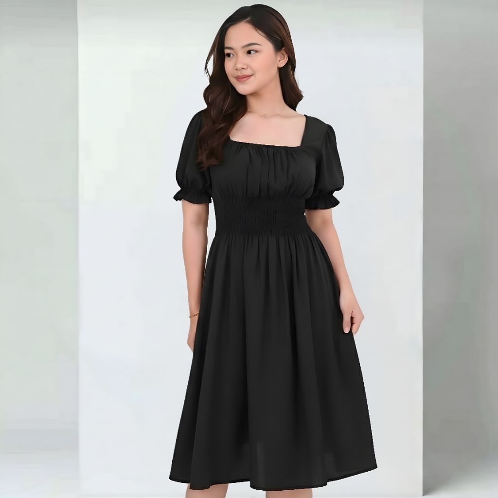 Daster Naura Vintage Korean Style Pinggang Kerut Kekinian / Daster Wanita Jumbo Terbaru