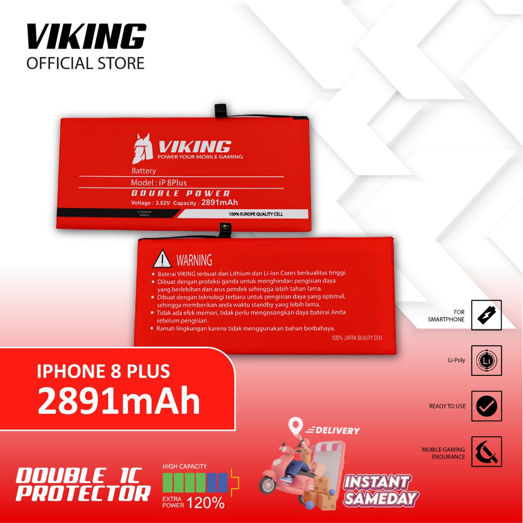 (Wanwan Acc Store) VIKING Baterai iphone 8 Plus - 8+ Double Power