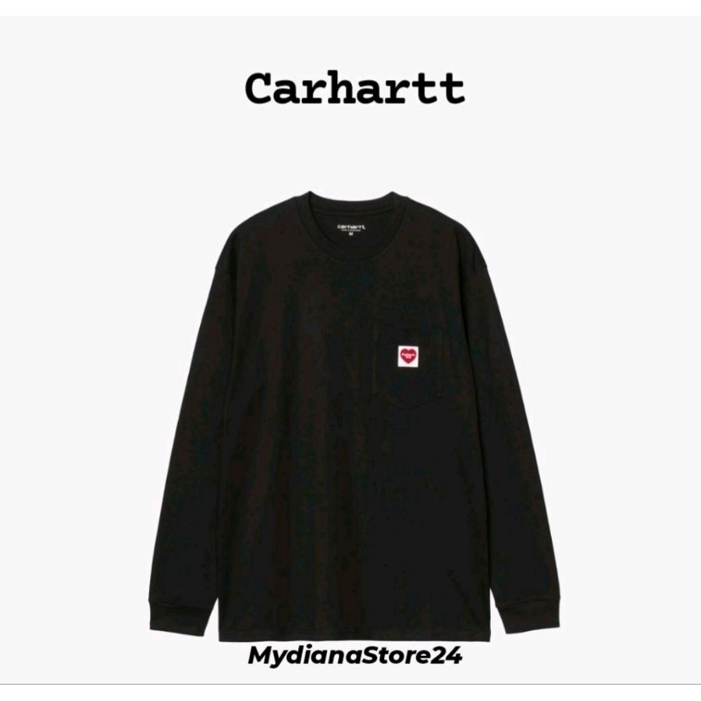 CARHARTT - CARHARTT WIP LONG SLEVEE POCKET HEART T-SHIRT - BLACK / RED