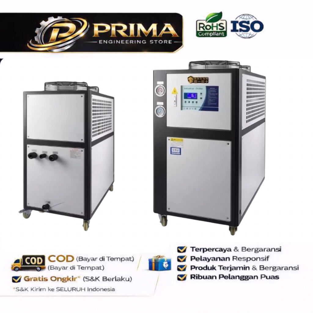 Water Chiller 5PK Air Cooler 5Pk Portable 5HP 48.000 BTU/H 60 Liter Tank Digital Control Ideal untuk