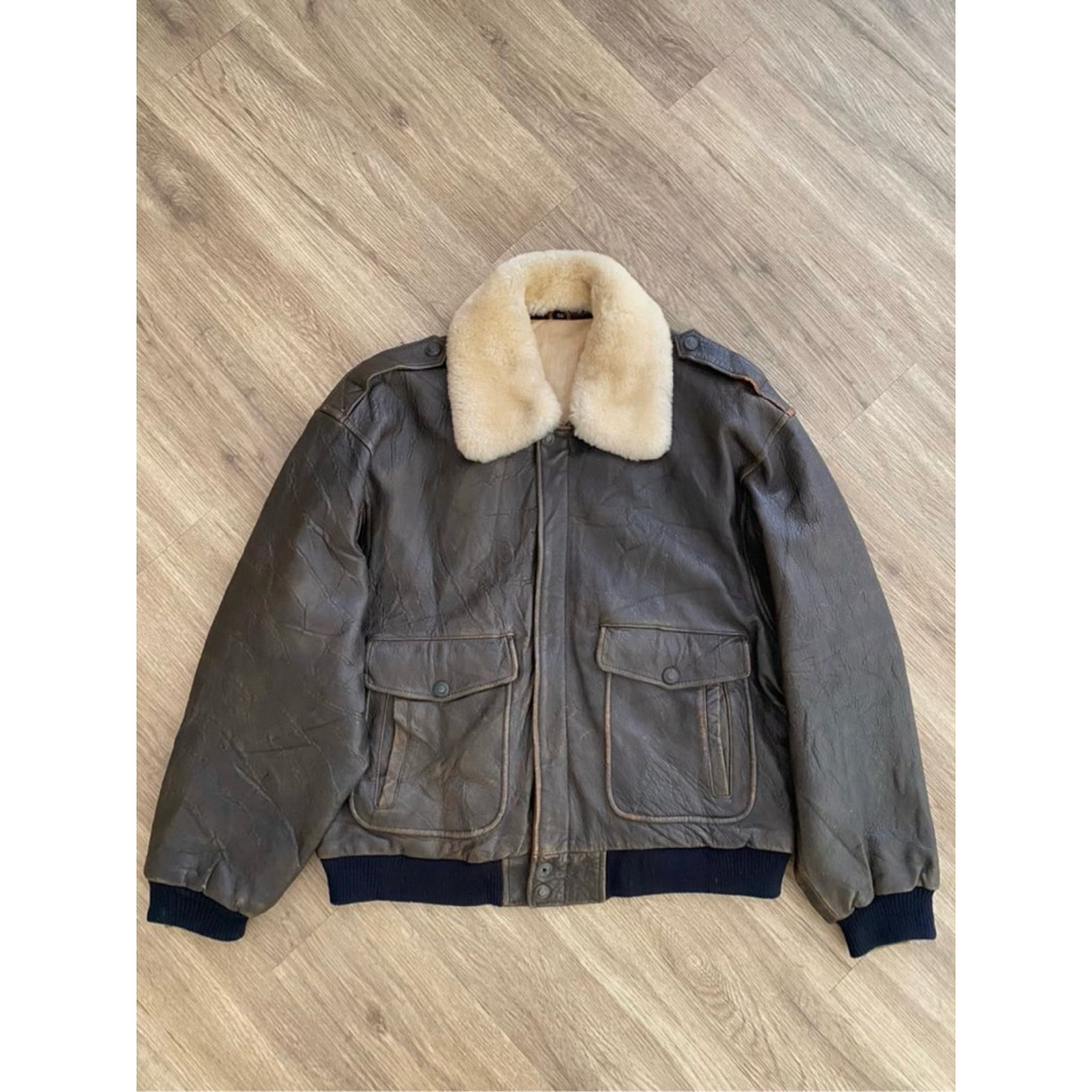 “ADVENTURE BOND” VINTAGE BOMBER FLIGHT LEATHER JACKET