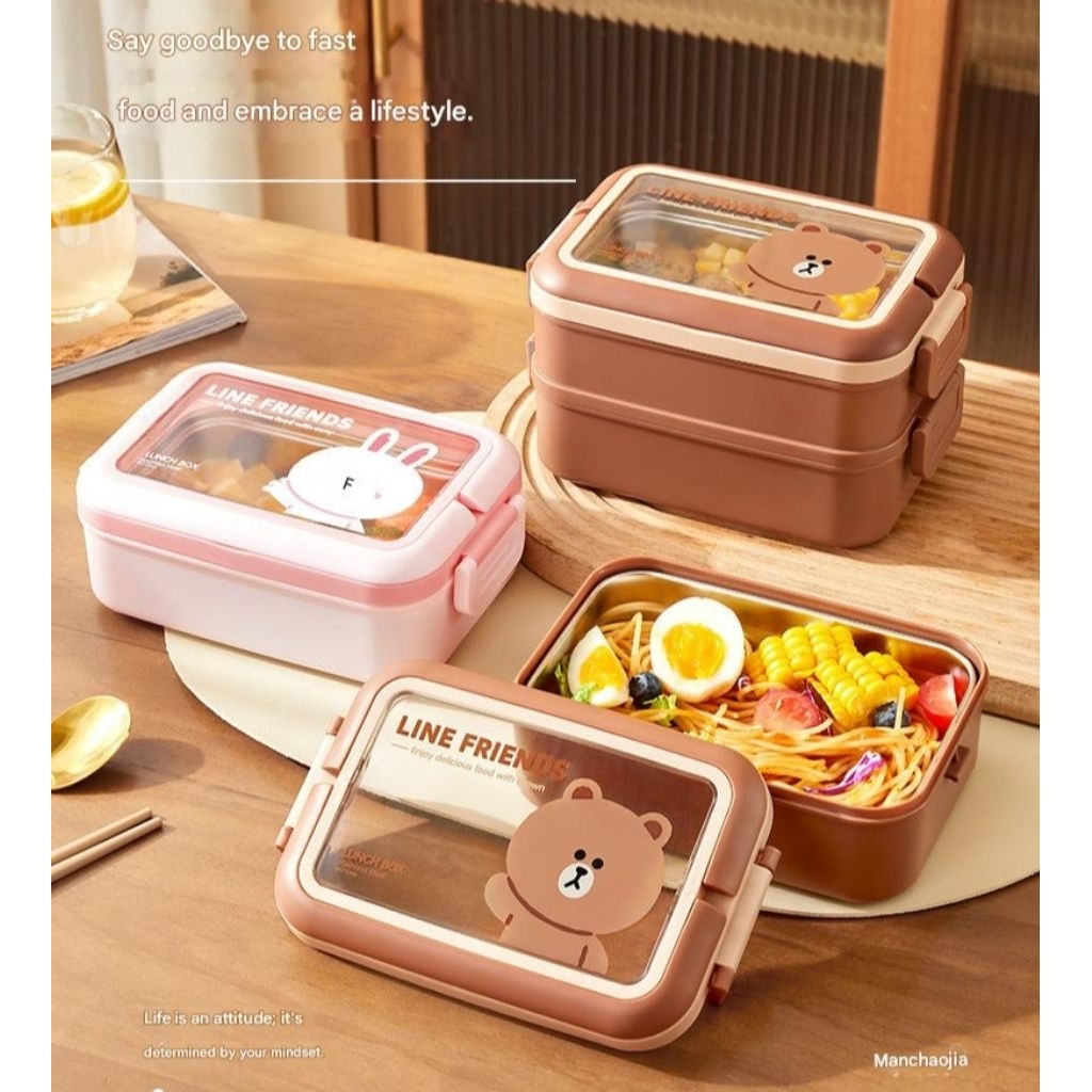 Line Friends Tempat Makan Brown Lisensi Original - Brown Lunch Box
