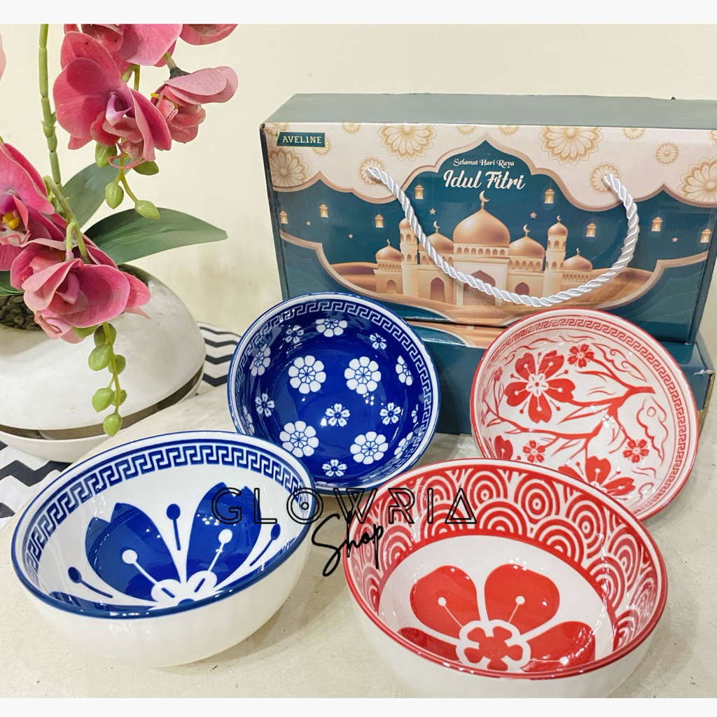(Free hang tag) Hampers Mangkok Set Premium Peralatan Makan Keramik Souvenir Dining Set Parsel Lebar