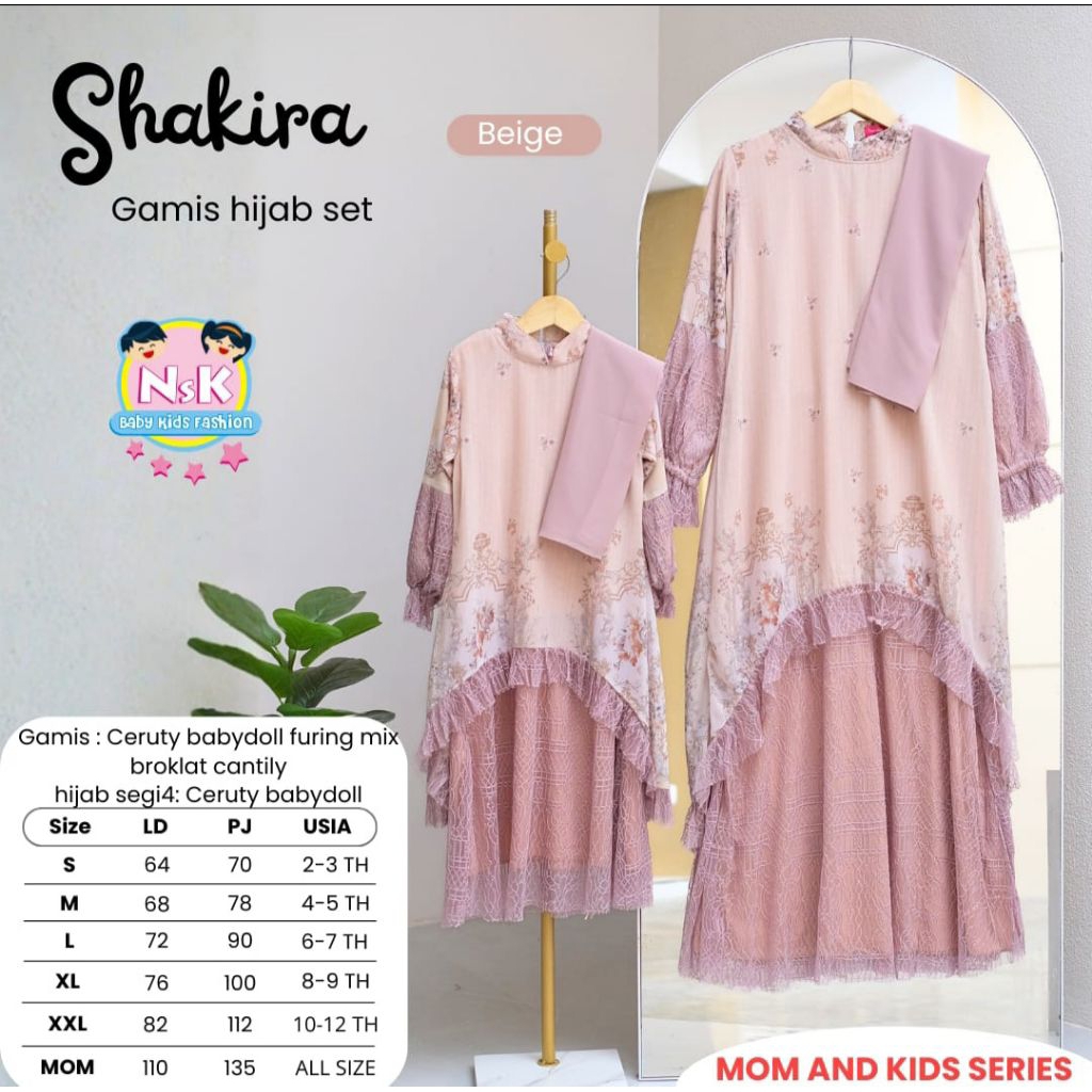 SHAKIRA gamis ceruti mix brukat couple mom n kids