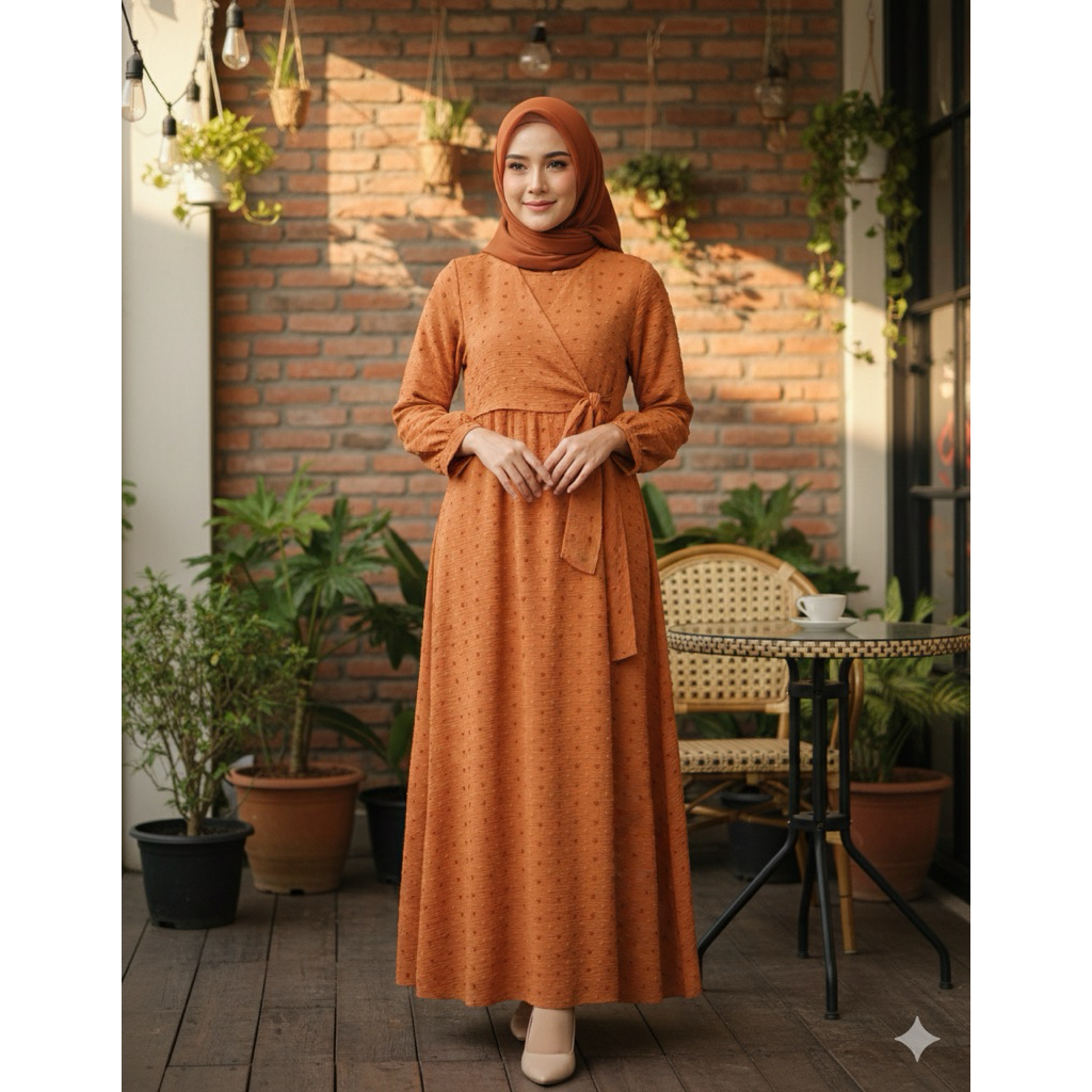 Gamis crinkle cey uragiri two tone motif hati - MAYRA DRESS