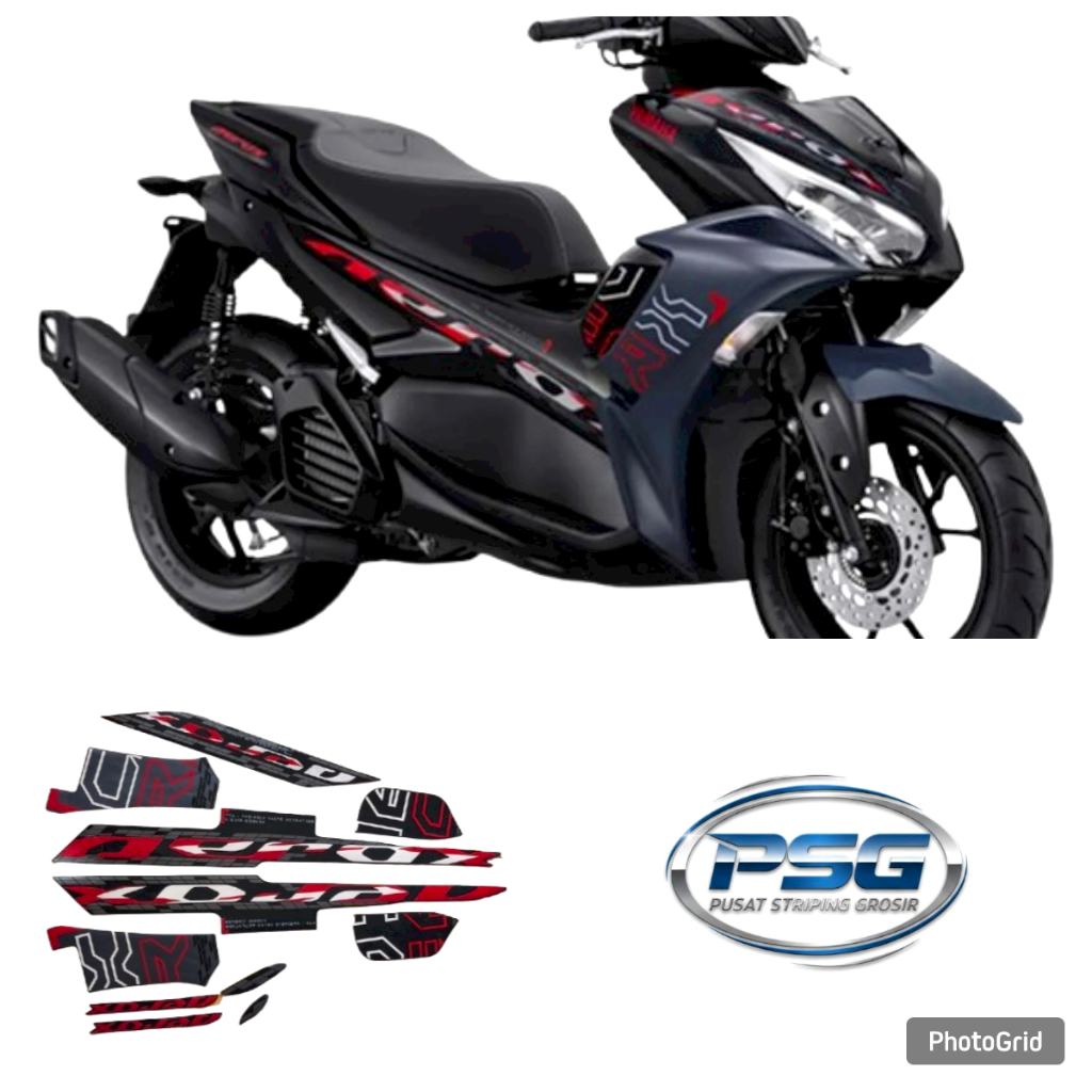 STIKER STRIPING LIS LES BODY MOTOR YAMAHA AEROX 155 VVA TAHUN 2024 2025 WARNA HITAM BIRU