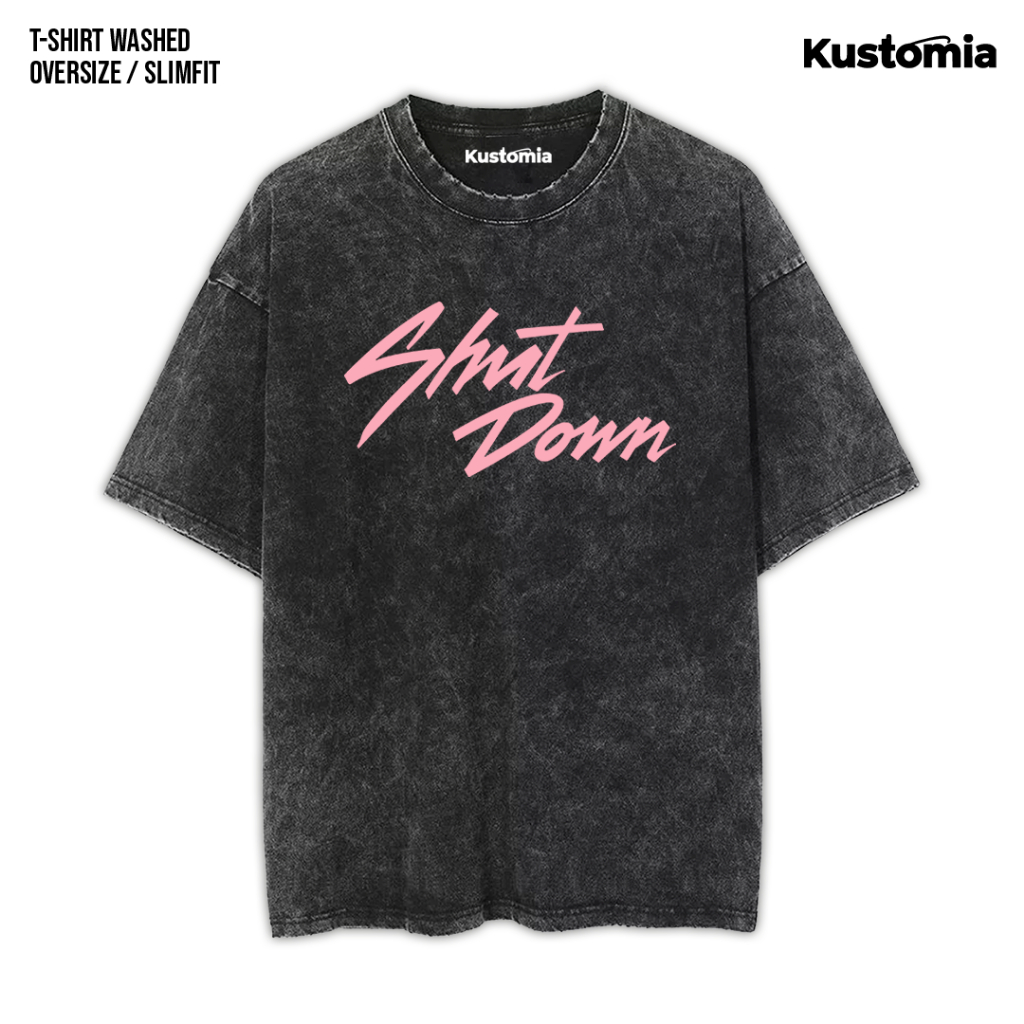 KUSTOMIA Kaos BLACKPINK Washed T-shirt Black White | BP-8