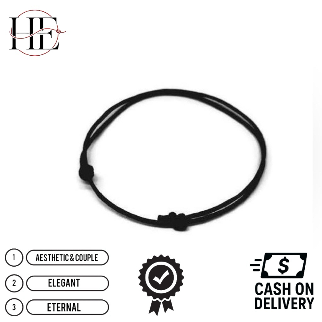 HE - Gelang tali tangan hitam polos aesthetic bangle, gelang tali hitam polos couple pasangan bracel