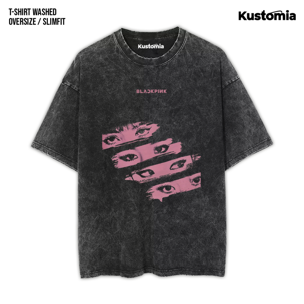 KUSTOMIA Kaos BLACKPINK Washed T-shirt Black White | BP-15
