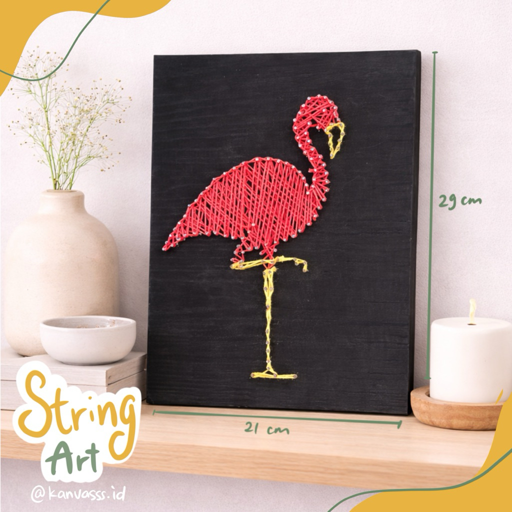 Hiasan Dinding/Wall Decor/Hiasan Estetik/String Art/Hiasan dinding bunga/Pajangan/Flamingo