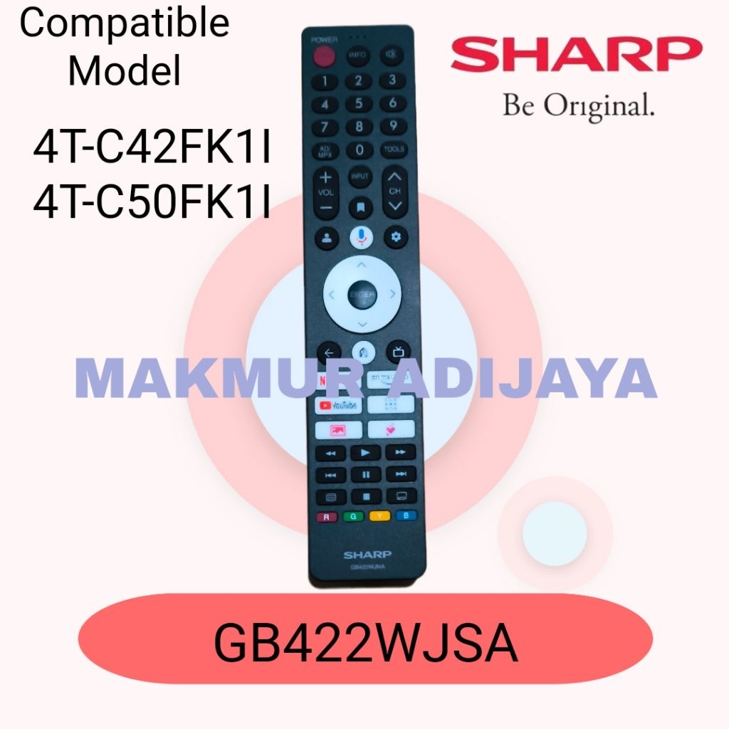 Remot Android TV sharp untuk model 4TC42FK1I 4TC50FK1I