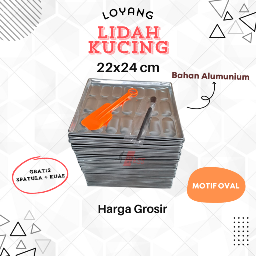 HARGA GROSIR Loyang Kue Lidah Kucing 22 cm x 24 cm 21 Lubang - motif oval / Cetakan Lidah Kucing / L