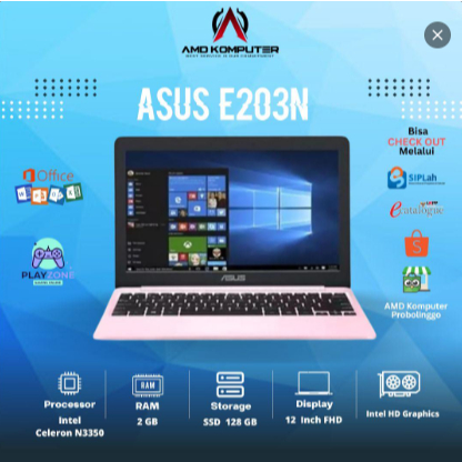 NOTEBOOK ASUS E203N PINK  Intel Celeron N3350/2GB/SSD 128GB/12 Inch HD/SECOND
