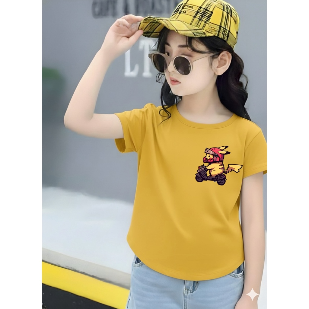 KAOS BOCAH kaos oval oversize anak perempuan spandek oval pikachu