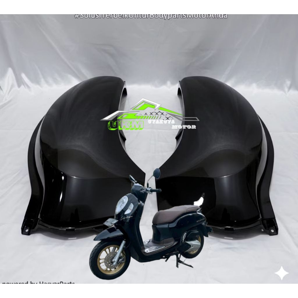 cover body belakang kanan kiri Scoopy hitam glosy 2020-2024