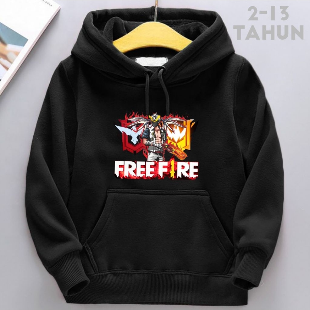 Jaket Anak Laki-laki  FREE FIRE Dari Usia 2-3-4-5-6-7-8-9-10-11-12-13 Tahun/ Jaket Sweater Hoodie An