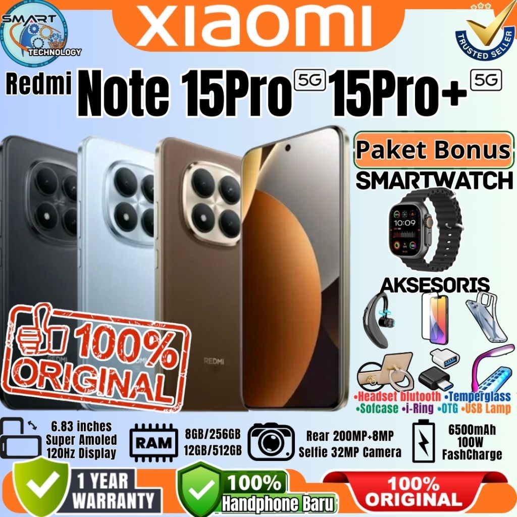 Hp Xiaomi Redmi Note 15 Pro 5G | Redmi Note 15 Pro Plus 5G Note 14 Pro [ 12/512GB - 8/256GB ] 200Mp 