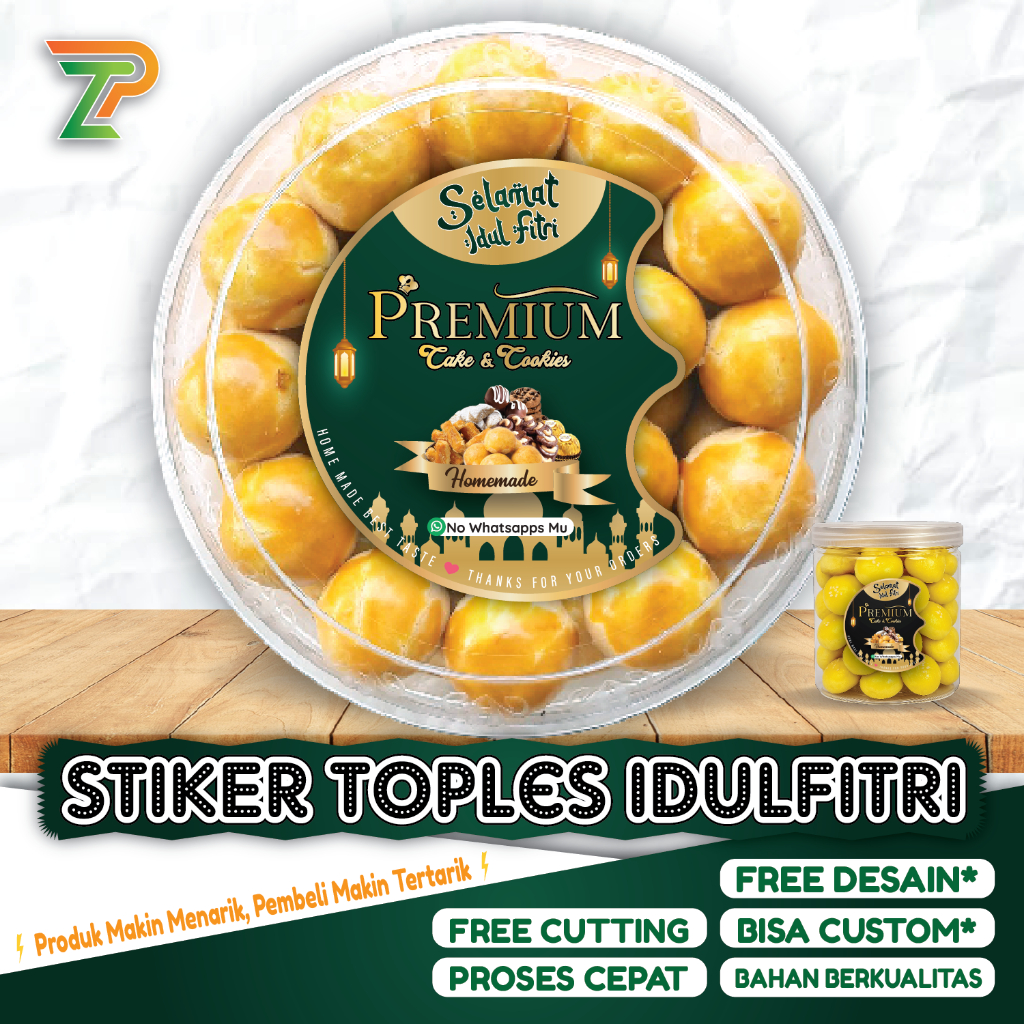 Stiker Toples Nama Kue Kering Edisi Lebaran Idul Fitri Custom Seal Jar 250gr 500gr Toples