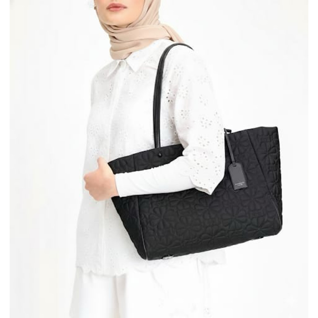 Tas Kate Spade Tilly Medium Quilted Tote Bag Black AUTHENTIC