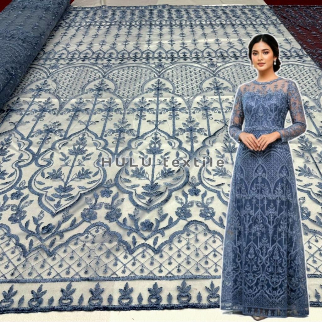 Kain tile bordir motif etnik mewah/Bahan tile sabto motif etnik full bordir