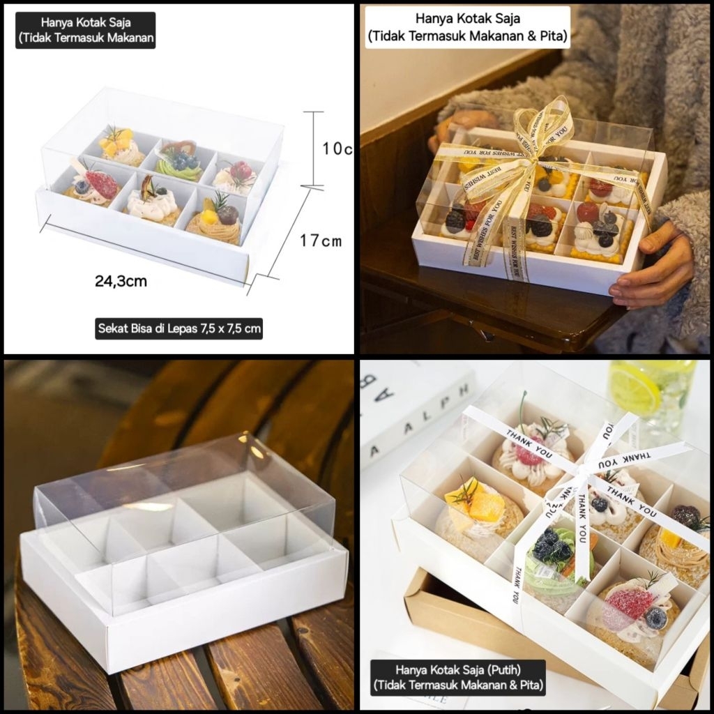 Cake Box 24,3x17x10cm | Kotak Kue Sekat 6 | Box Sekat 6 | Wedding Box Sekat 6 | Hamper Box