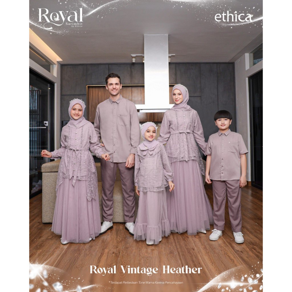 ETHICA ROYAL VINTAGE HEATHER ll COD Terbaru sarimbit keluarga lebaran 2026 gamis koko katun brukat s
