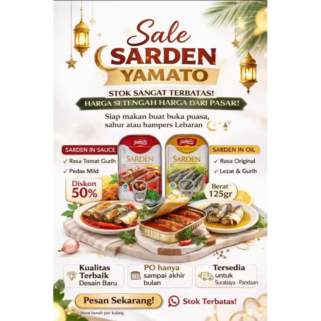 Sarden Yamato In Sauce atau In Oil