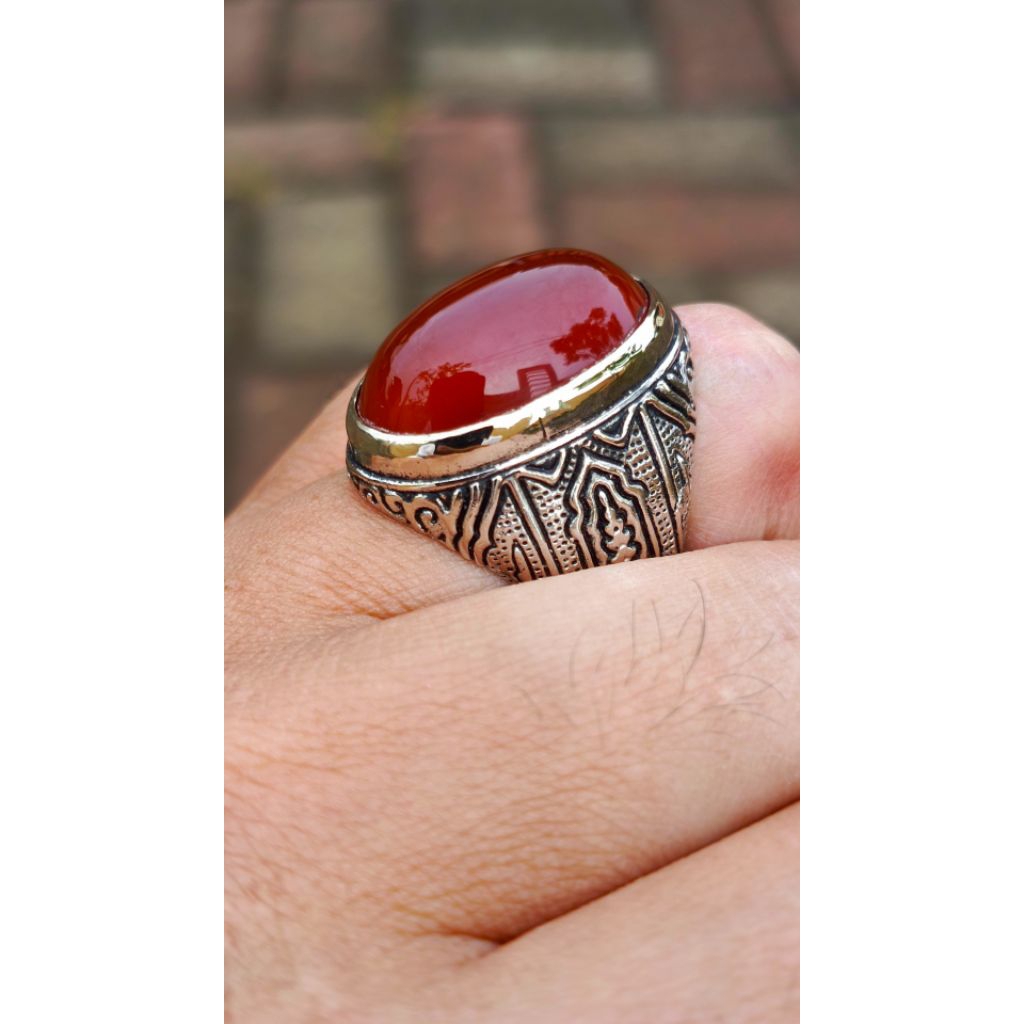 Natural Cincin batu yaman ahmar asli import original yaman HQ