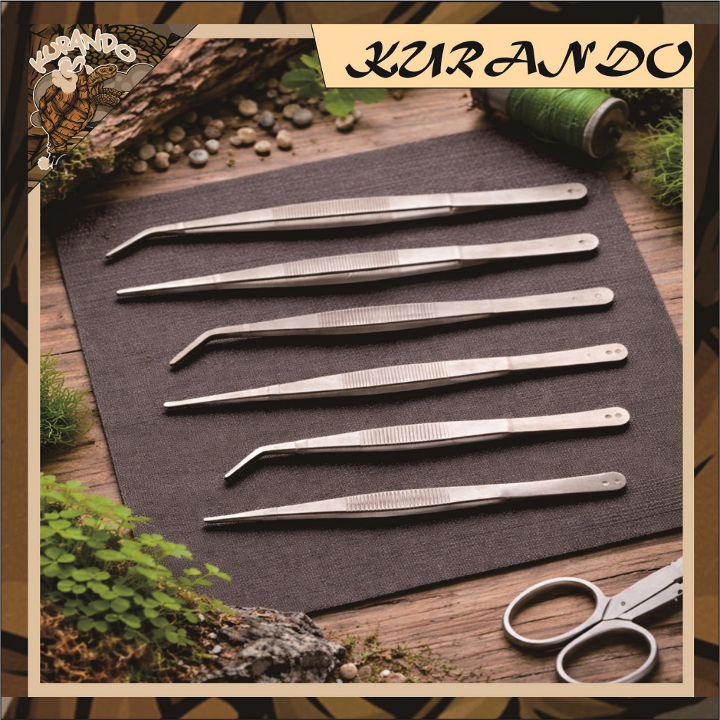 Pinset Stainless 20cm 25cm 30cm BBQ Tweezer Aquascape Aquarium Reptil Gecko