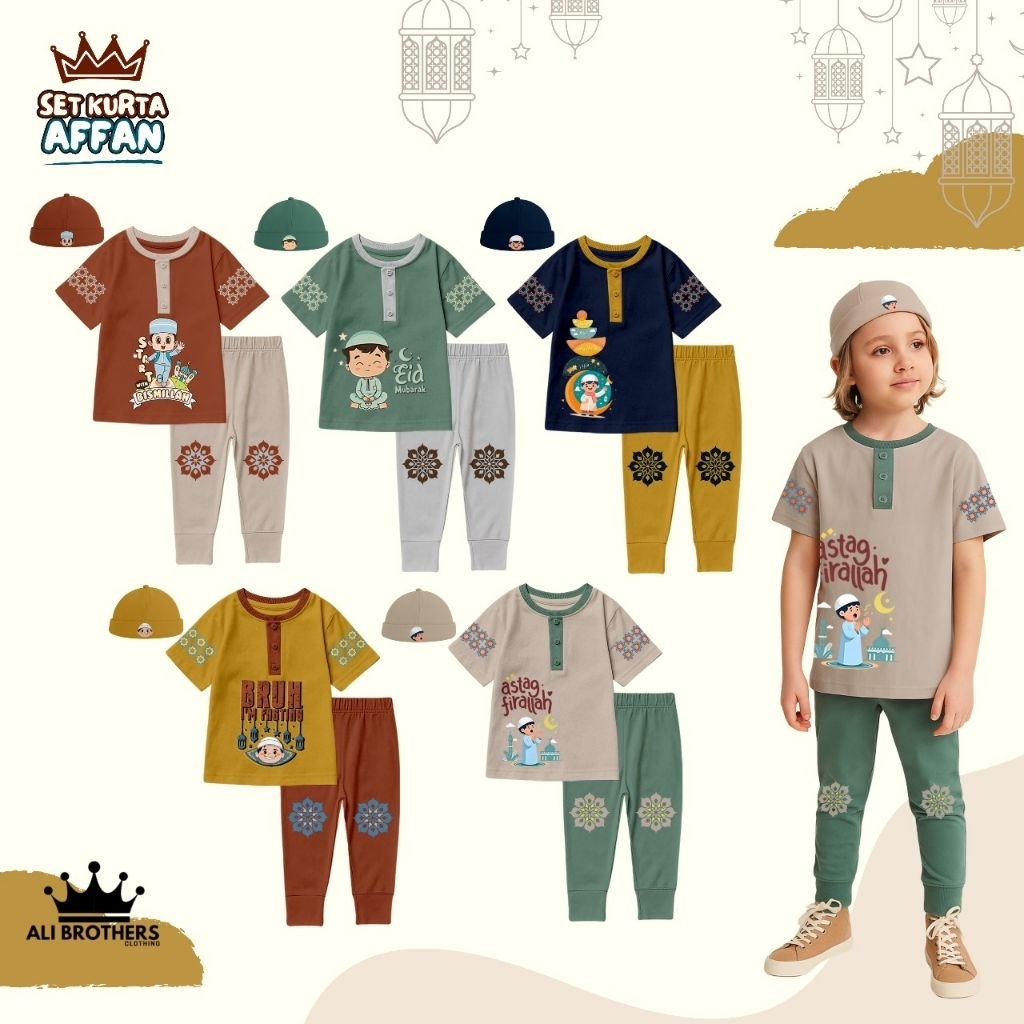 [ SET KURTA AFFAN ] By ALI BROTHER set KURTA anak cowok jual baju anak edisi muslim set kaos anak Mu