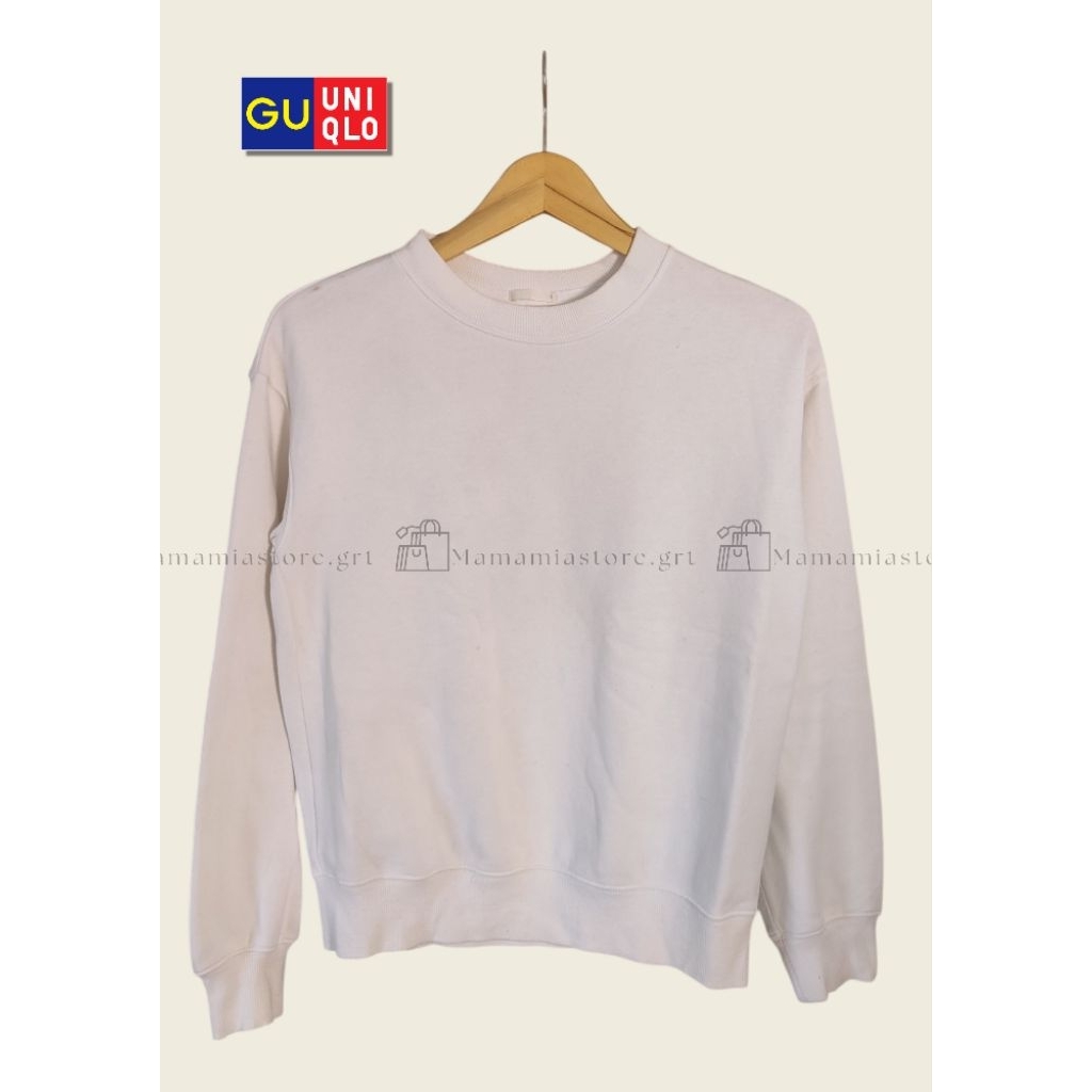 Mamamiastore.grt - CN crop CREWNECK lengan balon putih brand GUni*lo