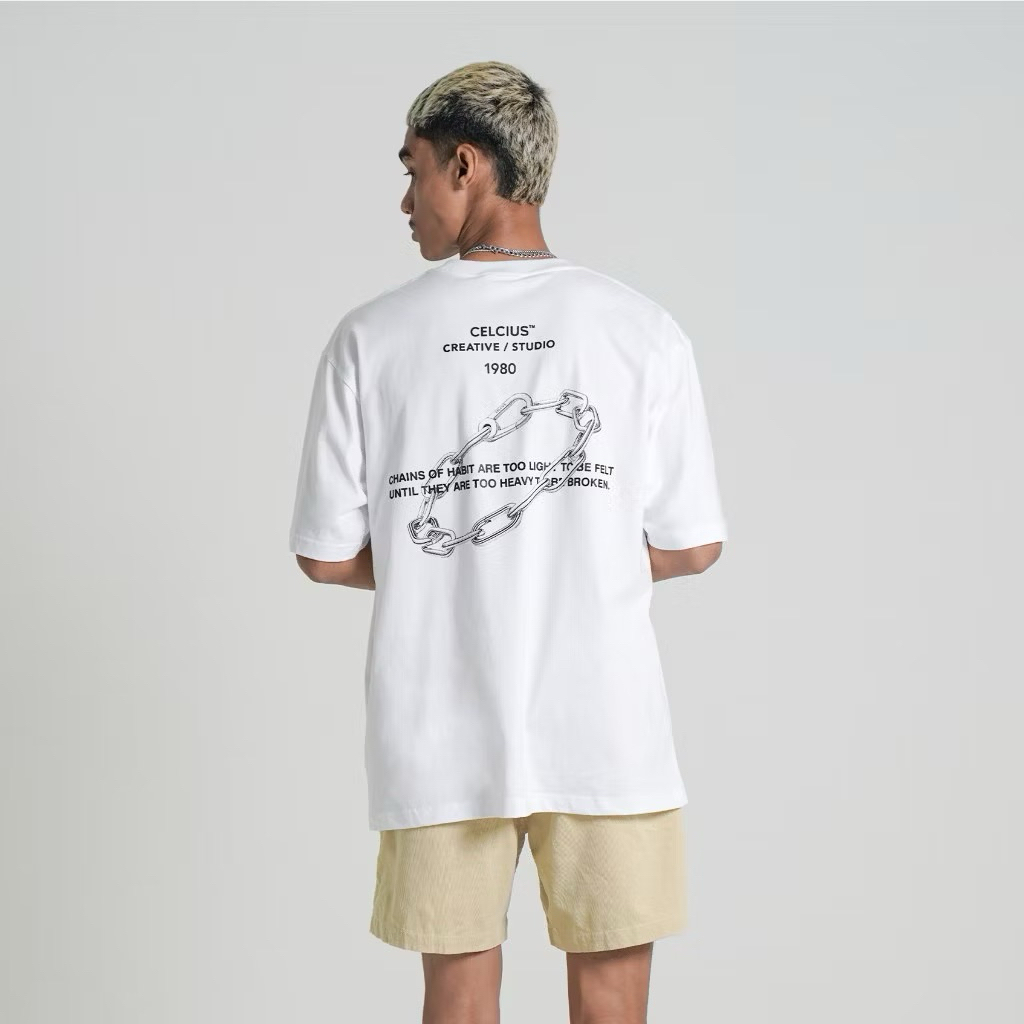 Kaos Distro Celcius Premium Putih Cain T-shirt Pria Wanita