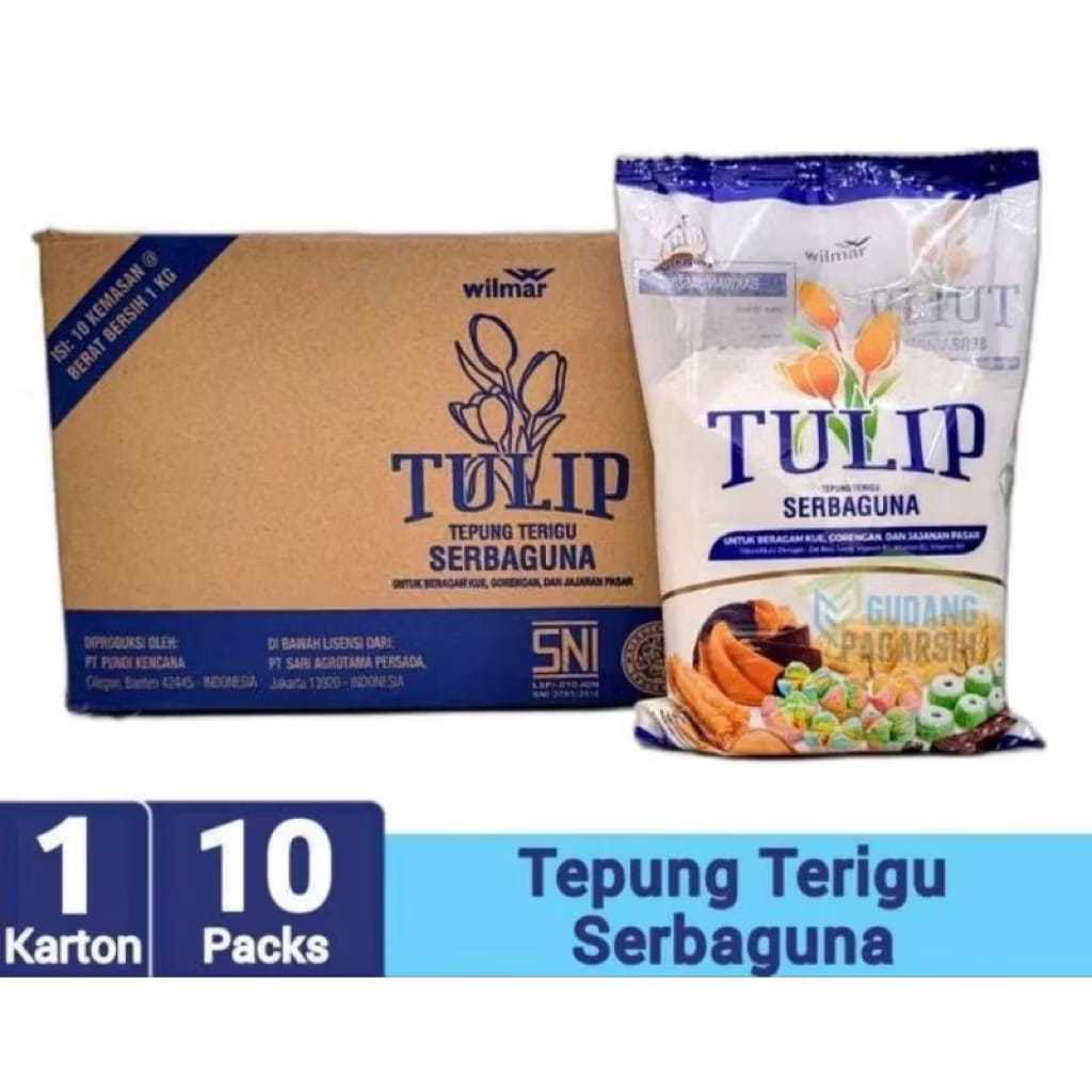 Tepung terigu Tulip 1 kg dus isi 10 pcs/ 1 Dus Tepung Terigu Tulip 1 kg isi 10 pcs per dus
