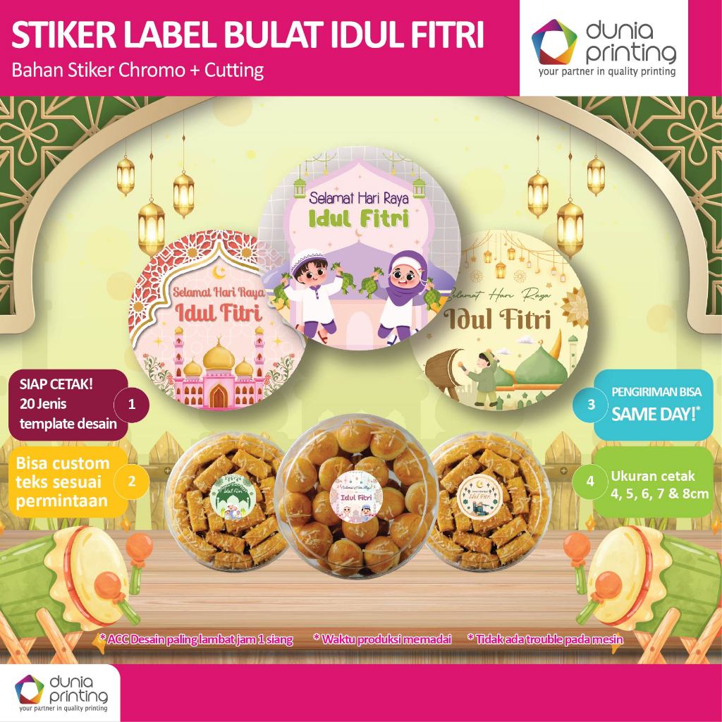 Sticker Lebaran Toples Bulat | Stiker lebaran Toples Bulat Cromo Custom Lebaran / Idul Fitri / Ramad