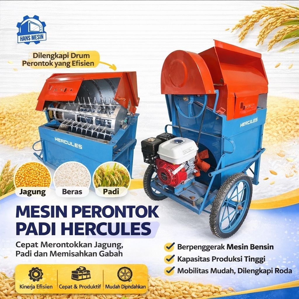 Mesin Perontok Padi Hercules Alat Perontok Multiguna