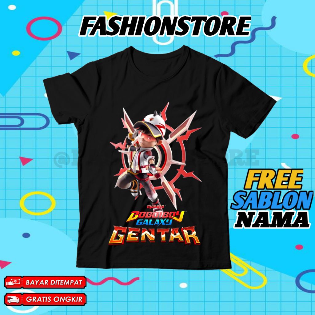 (BISA COD) Kaos Anak Motif Boboiboy Galaxy Gentar / Baju Anak Atasan Karakter Boboiboy Gentar Api Te