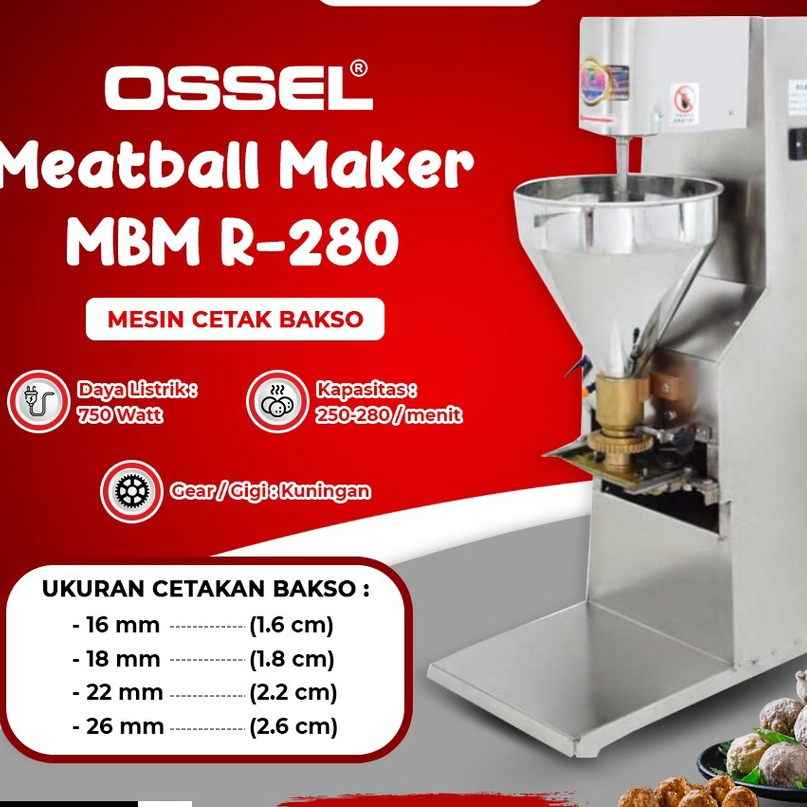 OSSEL Mesin Cetak Bakso Pencetak Bakso Meatball Maker Cetak Pentol Pencetak Pentol R280 OSSEL