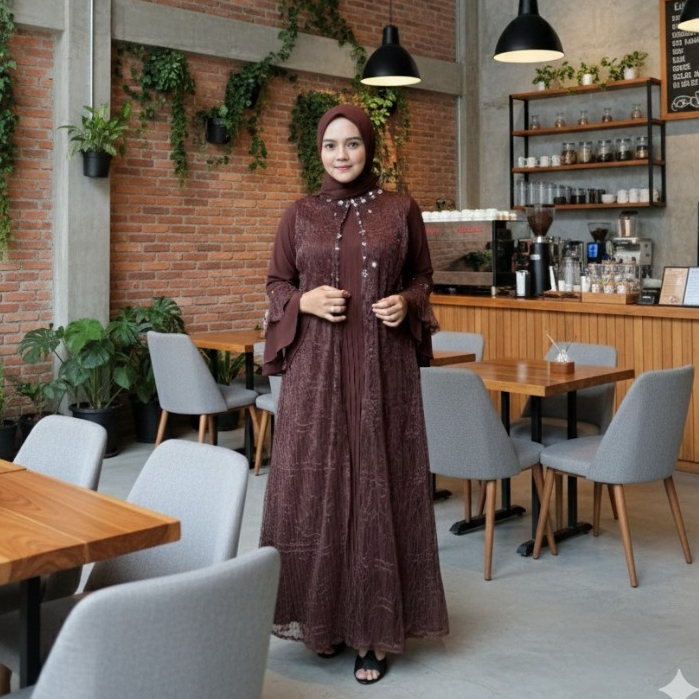 Arnufi - Gamis Arva Polos Matte Silk Premium Jumbo Gamis Raya Lebaran Motif