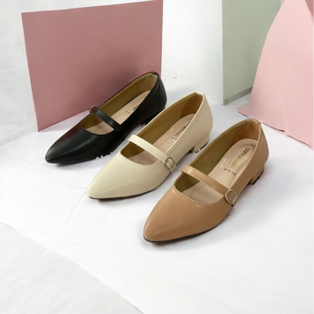 sepatu pantofel wanita cn hak tahu 3cm TD gesp