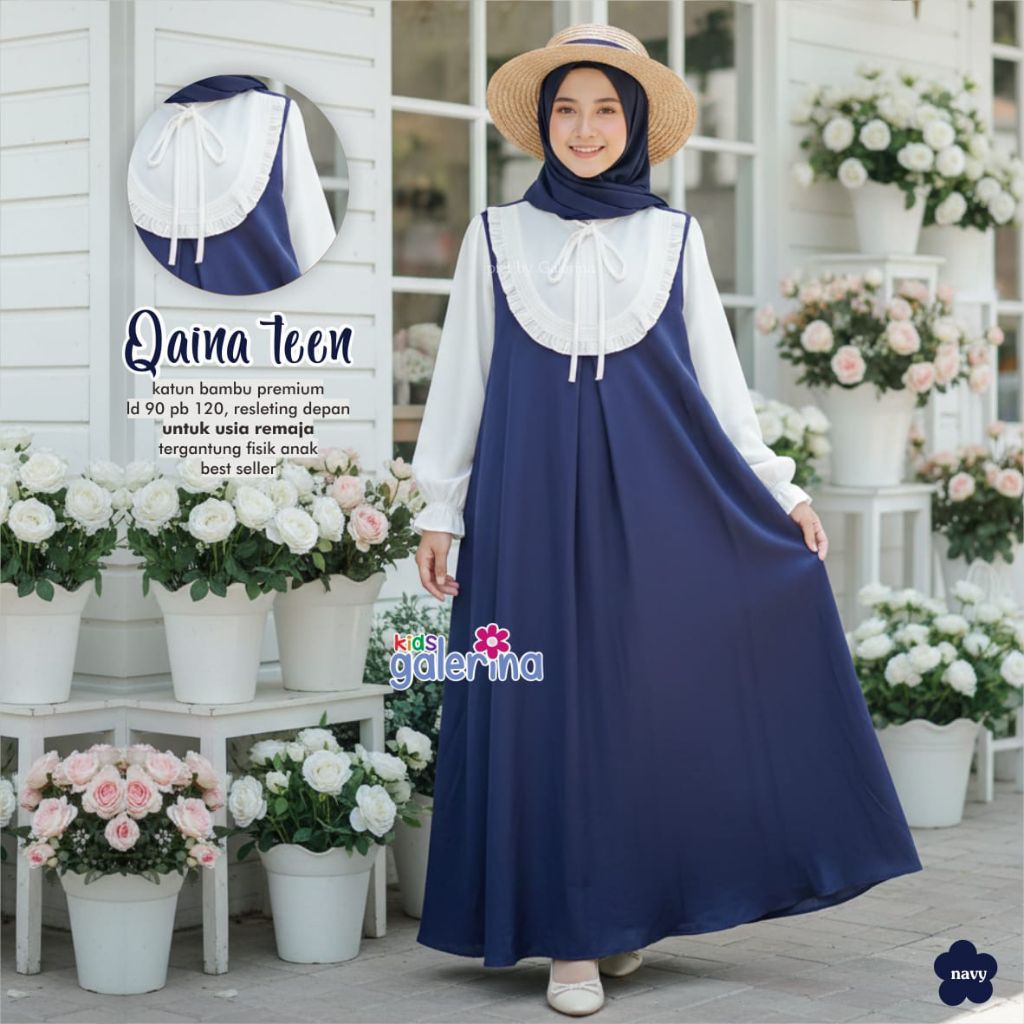 Qaina kikan sheila maxy//askara maxy//Halwa maxy kids//gamis anak // gamis 12-15 tahun tergantung po