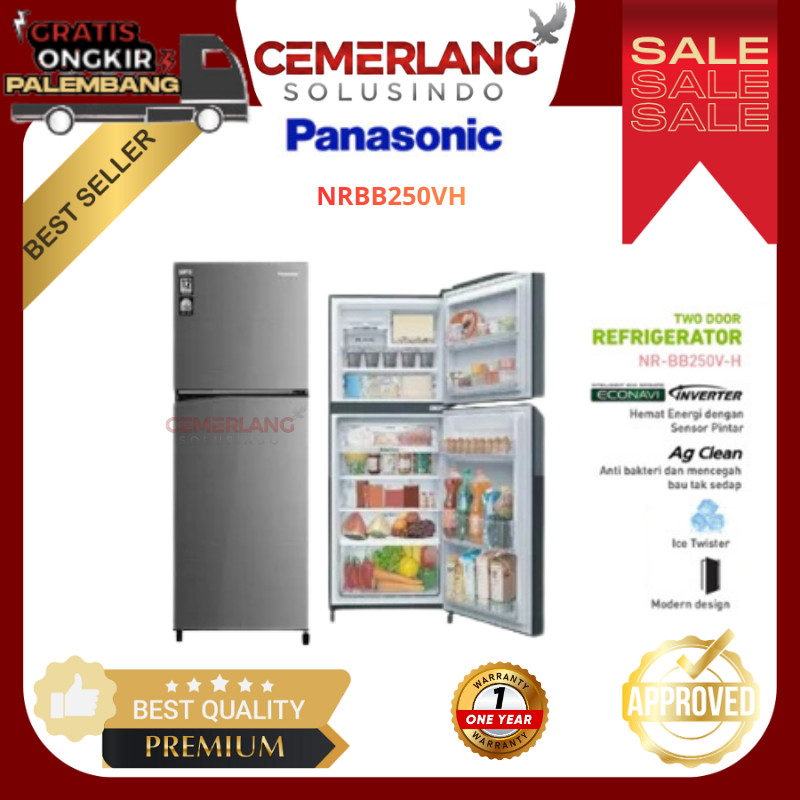 Kulkas Panasonic 2 Pintu 229L - NRBB250VH Panasonic