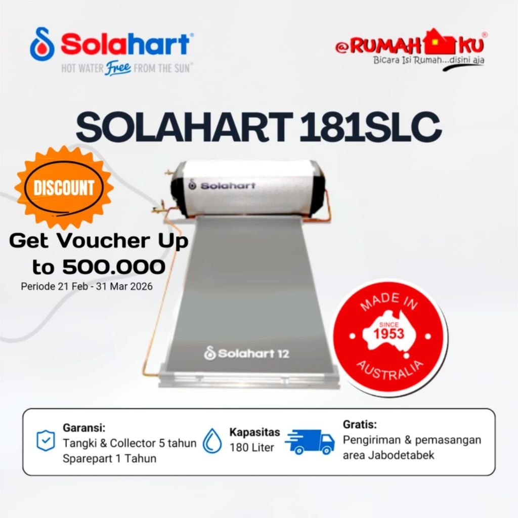 SOLAHART SOLAR WATER HEATER 181 SLc - PEMANAS AIR SOLAHART 181 SLc