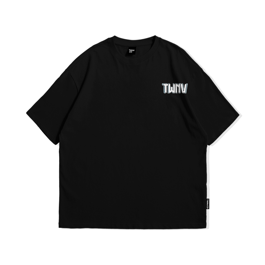 TWINETHRIVE T-Shirt Oversized Black Logo Style TWNV || Kaos Oversize Pria & Wanita Oversized
