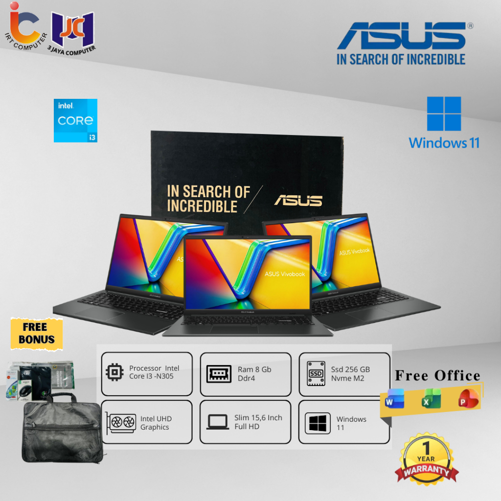 Asus Vivobook E1504GA Intel Core i3 N305 8GB/256GB 15.6 Inch Win 11