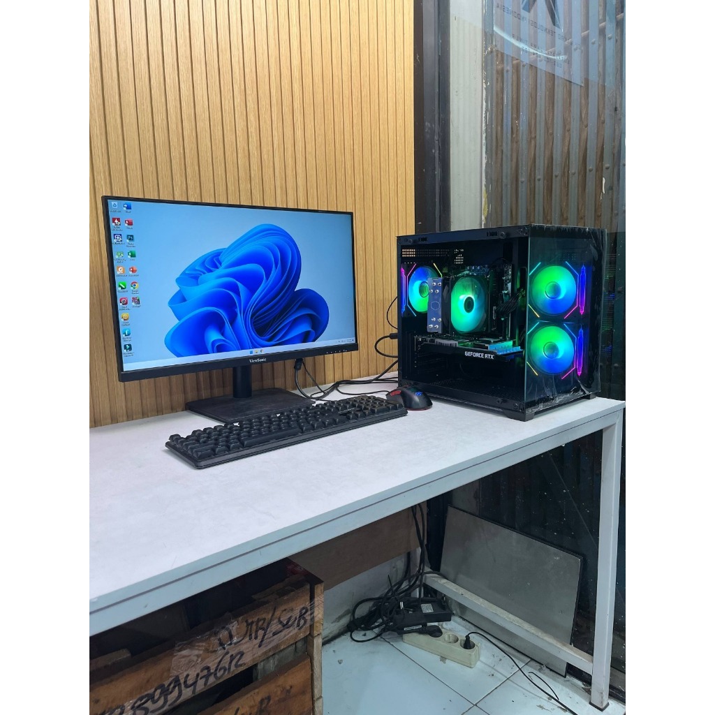 PC GAMING RYZEN 7 5700X RTX 4060 8GB 16GB RAM SSD NVME 256GB MONITOR 24 INCH 180HZ ARGB FULL SET SIA