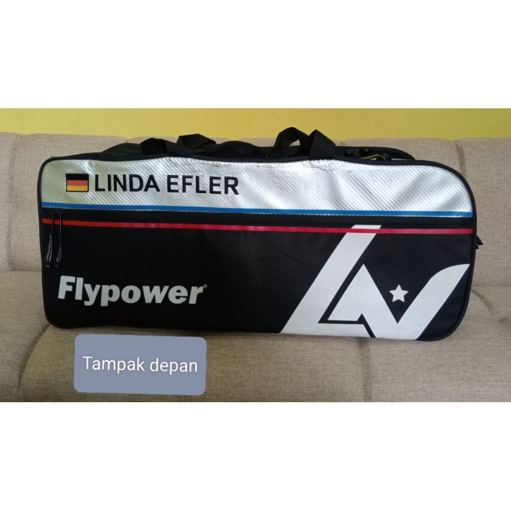Tas badminton bulutangkis bekas second original flypower rio gold v2